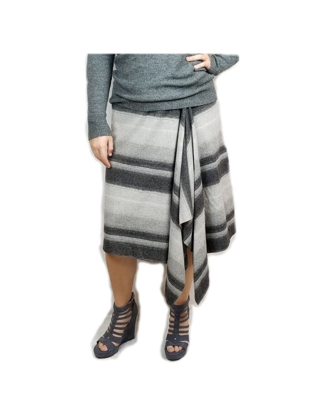 Jones New York sz 8 Virgin wool striped waterfall skirt